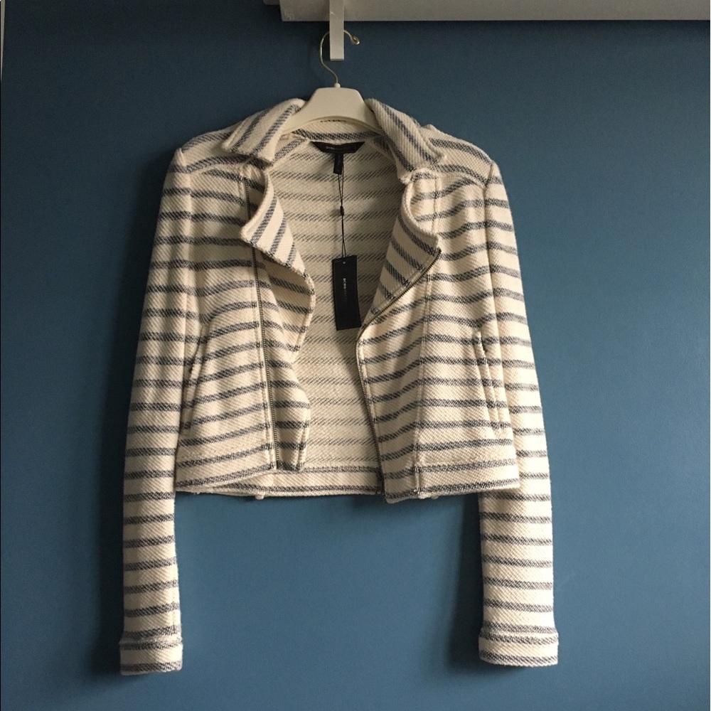 NWT bcbgmaxazria striped cropped jacket